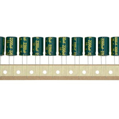 20 Pieces 16V 2200UF 13x21mm High Frequency LOWESR Plug-in Aluminum Electrolytic Capacitor Green Sleeve 16 Volt 2200 UF - size: 16V2200UF