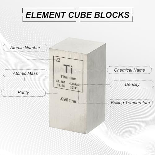 PATIKIL Titanium Cube, 1x1x2 Ti Density Stick High Density Element Rod Unique Metal Cube Periodic Table of Elements Collections Lab Experiment Teacher Scientific Classes - size: 1x1x2", style: Titanium