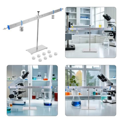 Alloy Lever Balance with 50cm Aluminum Stand and 10 Hook Weights Physics Teaching Tool for Classroom Experiments and Balance Equation Demonstrations