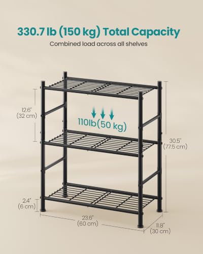 SONGMICS 3-Tier Storage Shelf, Steel Wire Organizer Rack - size: 23.6"W, style: 3-Tier