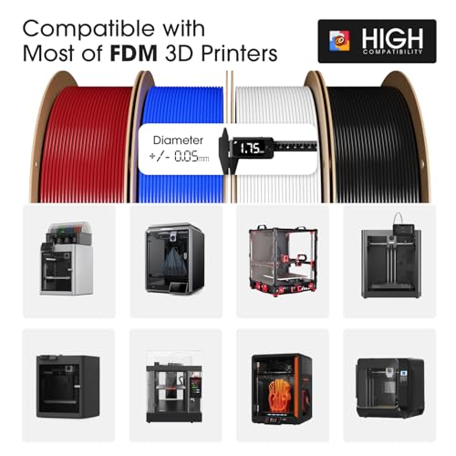 eSUN PLA Basic Filament 1.75mm 3D Printer Filament Bundle 4KG - color: Fr+u+cw+b, size: 4KG