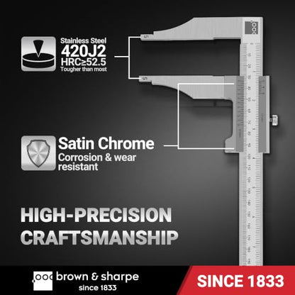 Brown & Sharpe 12 Inch Vernier Workshop Caliper, 1/128 Inch Resolution