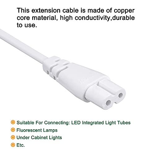 MECCANIXITY T5 LED Tube Connector Cable 2 Pin 50CM Male to Female Extension Cord for LED Integrated Light Tube, Pack of 2