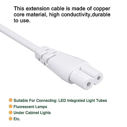 MECCANIXITY T5 LED Tube Connector Cable 2 Pin 50CM Male to Female Extension Cord for LED Integrated Light Tube, Pack of 2