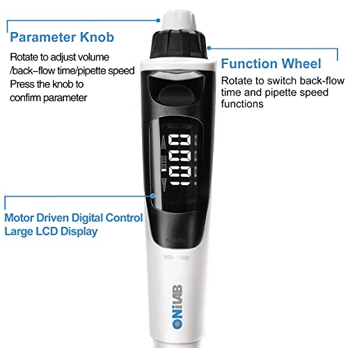 ONiLAB Electric Single Channel Pipette, Adjustable Micropipette 30-300μL - size: Electric micropipette(30-300μL)