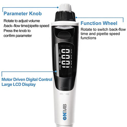ONiLAB Electric Single Channel Pipette, Adjustable Micropipette 30-300μL - size: Electric micropipette(30-300μL)