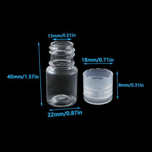 20PCS Flip Top Clear Plastic Sample Bottles Laboratory Travel Essential Oil Medication Storage Portable Cosmetic Sample Containers 5ml 46x22mm