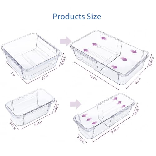 Adjustable Drawer Organizer, 15 Clear Desk & Craft Tool Bins, Extendable