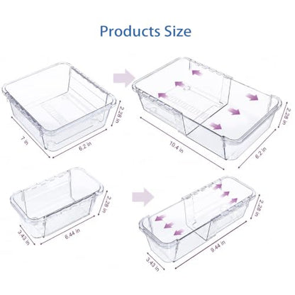 Adjustable Drawer Organizer, 15 Clear Desk & Craft Tool Bins, Extendable