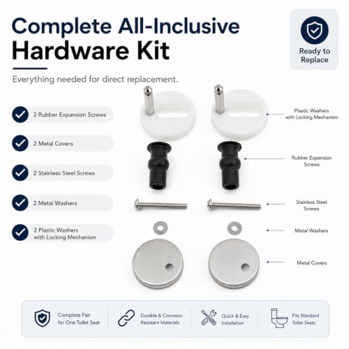 2 Sets Toilet Seat Fixing Screws and Hinges for Top Mount - size: 55mm/2.17inch