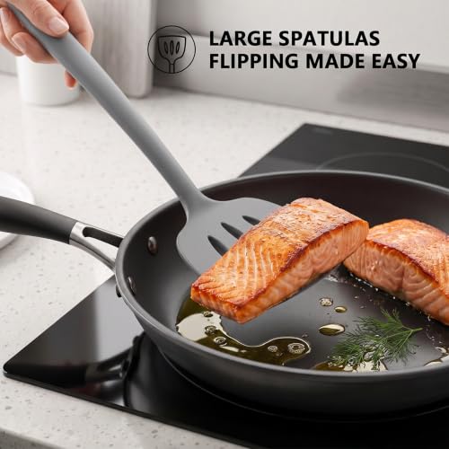 Coukre 3 Pack Silicone Spatula Set, Heat Resistant to 500°F, BPA-Free - color: PureGray