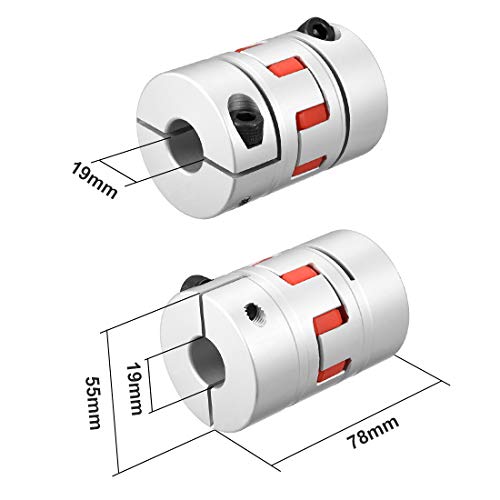 uxcell Shaft Coupling 19mm to 19mm Bore L78xD55 Flexible Coupler Joint for Servo Stepped Motor - size: L78xD55 19mm to 19mm