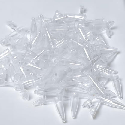 100Pack 0.2ml Conical Centrifuge Tubes with Snap Cap, Small Sterile Microcentrifuge Tube Test Vials Plastic Sample Storage Container, Clear Graduated Non-Pyrogenic, DN/RNase Free for Lab - size: 0.2ML-100PACK