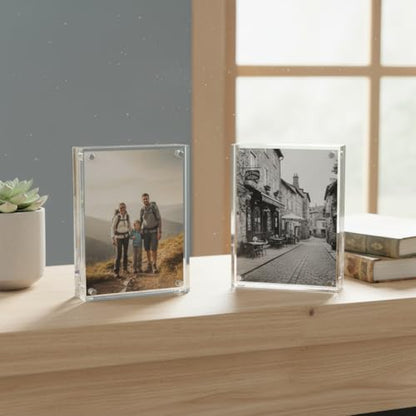 Azar Displays 104437 Acrylic Photo Frame Magnetic Set with 4x6 and 5x7 size, 2-Pack - size: 4x6 + 5x7 (2-Pack)
