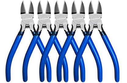 Wire Cutters 5 Pack, 6.5 inch,KAIHAOWIN Flush Cutters Diagonal Cutters Side Cutters Precision Ultra Sharp Spring Loaded Wire Snips Clippers Dikes Cutting Pliers Small for Crafting Jewelry Making,Blue - size: 6.5 inch