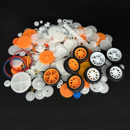 174PCS Plastic Gear Set Single Gear Spindle Gear Small Motor Gear for DC Motor RC Car Truck Robot DIY Model Toy Gear Replacement Module 0.5 Gears Axle Tire Gear Belt Bushings Rack DIY Set (174)