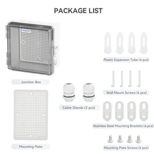 Mollom Transparent Cover Outdoor Junction Box (5.9x5.9x3.5In) - size: 5.9x5.9x3.5"