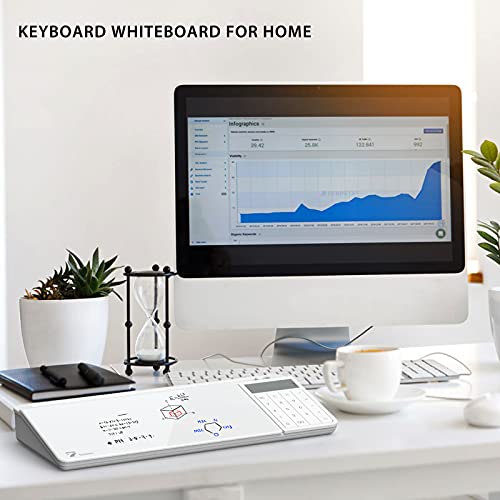 TOWON Glass Desk Whiteboard with Calculator 18x6 in, Desk Organizer, White - color: Cal White