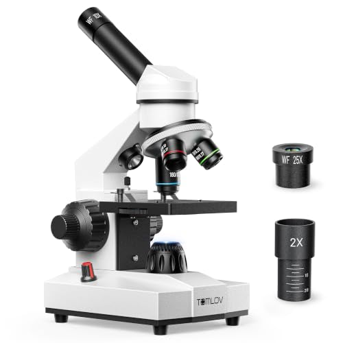 TOMLOV Compound Microscope with Coarse & Fine Focus for Adults & Students,
