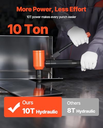 VEVOR Knockout Punch Set, 10 Ton Hydraulic Knockout Set, 1/2" to 2" KO Tool Kit Hole Making Tool, KO Tools Kit W/6 Dies for Metal Electrical Cabinets, Electrical Control Cabinets, Switch Cabinets - style: 10 Ton Hydraulic Knockout Set