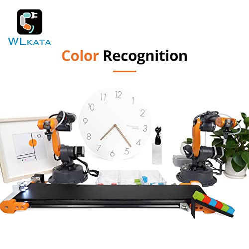 wlkata Mirobot 6DoF Mini Industrial Robot Arm Professional Kit Plus Conveyor Belt Set Programmable Robot Arm Light Professional Desktop Robot Arm Plus Conveyor Belt Set for K12 Or 3D Printer