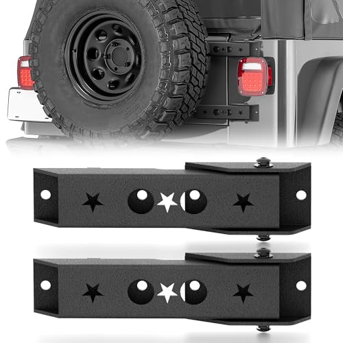 YZONA for Wrangler TJ Heavy Duty Reinforced Tailgate Hinge Set Compatible with 1997-2006 Wrangler TJ 2 PCS Steel Rear Door Hinges Tail Gate Hinge Bracket for 2/4 Door (Black) - size: Wrangler TJ