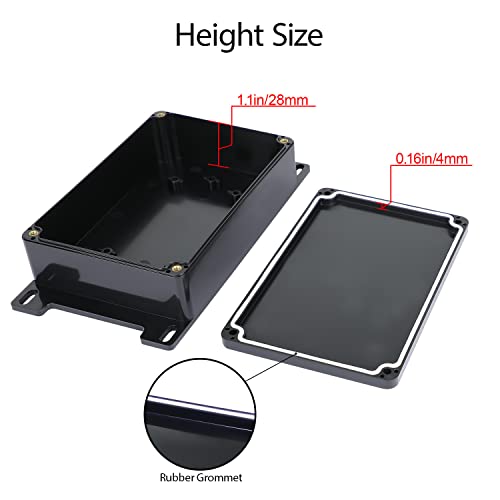 Junction Box IP65 Waterproof Dustproof ABS Plastic Universal Electric Project Enclosure with Fixed Ear Black 5.9x3.9x1.7 inch (1pc) - size: 5.9"x3.9"x1.7"(1 pack)