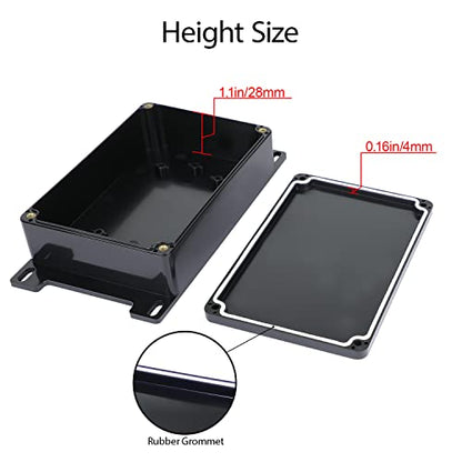 Junction Box IP65 Waterproof Dustproof ABS Plastic Universal Electric Project Enclosure with Fixed Ear Black 5.9x3.9x1.7 inch (1pc) - size: 5.9"x3.9"x1.7"(1 pack)