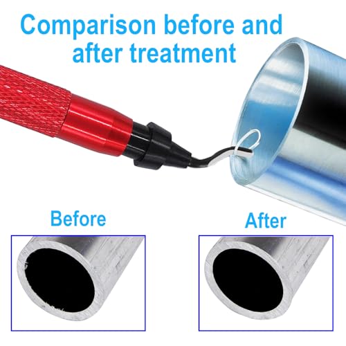 Premium Deburring Tool with 15 Pcs High Speed Steel Swivel Blades, Deburring Tool for Metal, Resin, PVC Pipes, Plastic, Aluminum, Copper, Wood, 3D Printing Burr Removal Reamer Tool Red