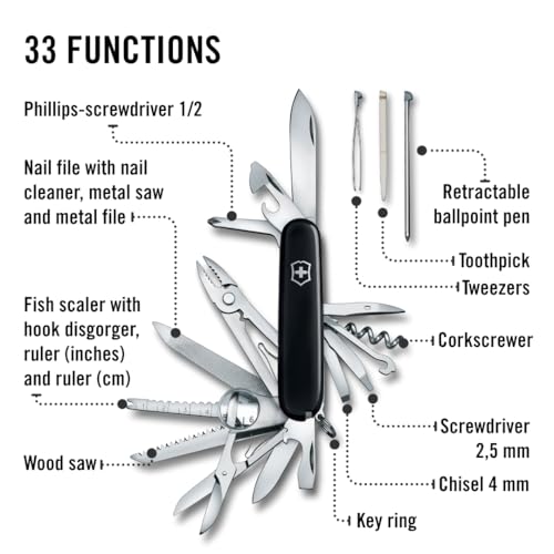 Victorinox Swiss Army Swiss Champ Pocket Knife (Black), 91mm - color: Black, style: SwissChamp