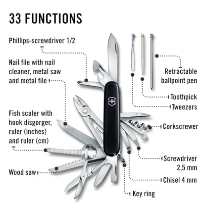 Victorinox Swiss Army Swiss Champ Pocket Knife (Black), 91mm - color: Black, style: SwissChamp