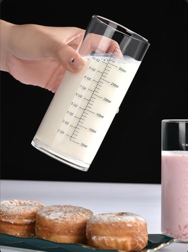 Graduated Glass Cup With High And Low Temperature Resistance,Measuring Cup,Breakfast Milk Drinking Cup - color: Transparent