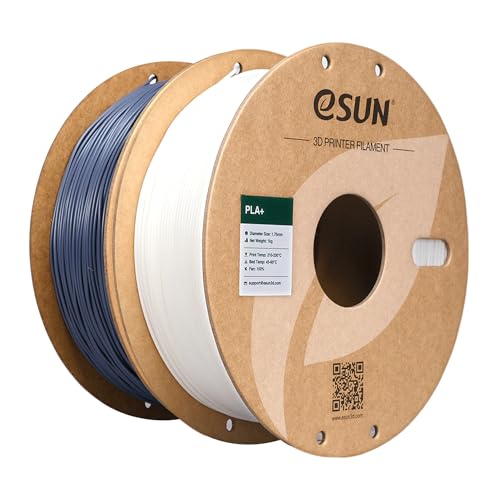 eSUN PLA+ Filament 3D Printer Filament PLA Plus 2KG White+Grey - color: White + Grey, size: 2 KG