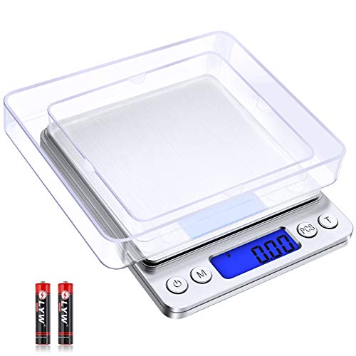 Kitchen Food Scale with 2 Trays, Diyife 500g/0.01g High Precision Scale - color: Silver
