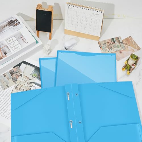 Henoyso 36 Pcs Plastic Folder with Clear Front Pocket, Lake Blue - color: Lake Blue