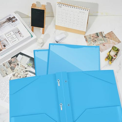 Henoyso 36 Pcs Plastic Folder with Clear Front Pocket, Lake Blue - color: Lake Blue