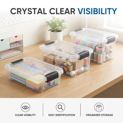 Superio 0.7 Quart Mini Clear Plastic Storage Container with Lid, Stackable Small Organizer Box for Crayons, Art Supplies, Beads, Sewing, Stationery & Food Storage, 1 Pack - size: 0.7 Quart