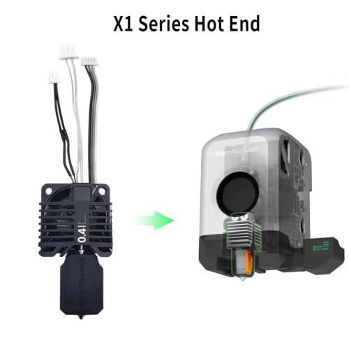 Upgraded Bamboo Original Hotend Complete Kit with Fan for Bambu Lab X1, X1C, X1 Carbon 3D Printer Full Assembly Extruder Hot End Kit Set (0.4mm) - size: 0.4MM