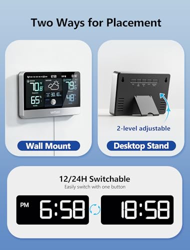 MASHI Weather Station Wireless Indoor Outdoor with 8.8" Colorful Display
