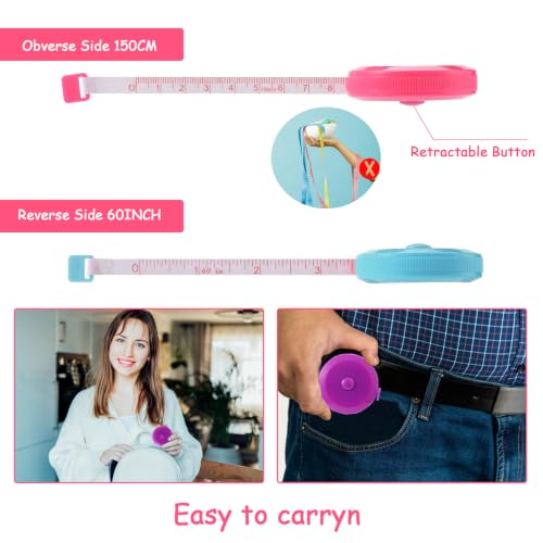 30 Pack Retractable Tape Measure Body Measuring Tape for Sewing, Fabric - color: Colorful