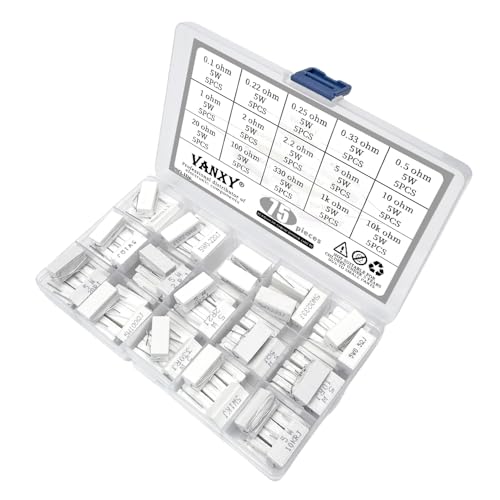 15Values 5W Ceramic Cement Resistor Axial Lead Wirewound 0.1R-10K Kits
