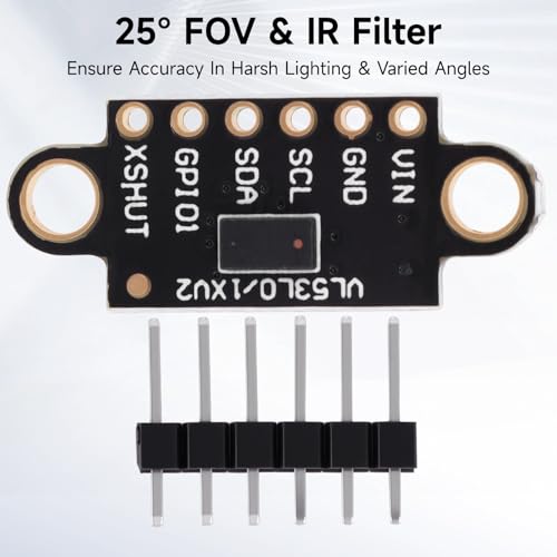5 Pcs VL53L0X Lidar Sensor 2m Range High Precision Single-Point Distance Sensor Compact Lightweight ToF Module with I2C Interface for Arduino Raspberry Pi Robot IoT Projects Smart Homes GY-VL53L0XV2 - color: Black