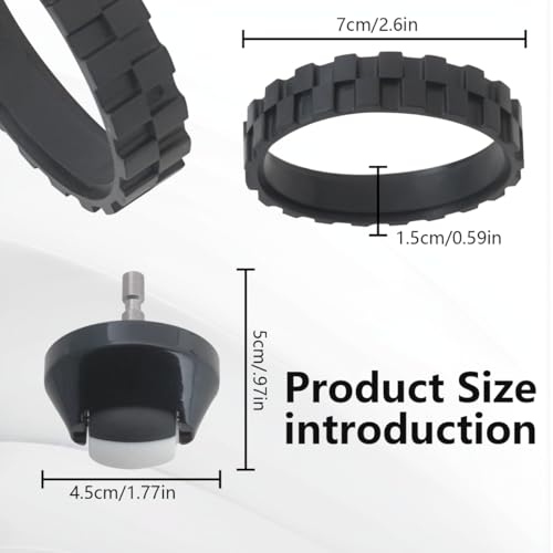 (New) Replacement Robot Vacuum Rubber Tires with Front Caster Wheel Set for iRob0t Roomba 500 and 600 Series 681, 685, 690, 691, 692, 693, 694, 695, 696, 697, 698