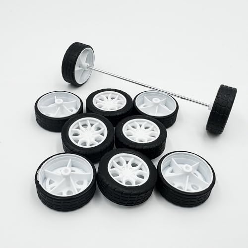10PCS Toy Car Wheels 30mm Rubber Tire with 5PCS Shaft Round Axles for for DIY Model Toy RC Car Accessories (2X30MM) - style: 2X30MM