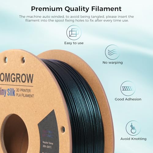 Comgrow 3D Printer Filament, Silk PLA Filament 1.75mm Burnt Titanium 1KG (2.2LBS), Dimensional Accuracy +/- 0.02 mm, Color Changeable 3D Printing Filament Changing Colors with Light - color: Burnt Titanium