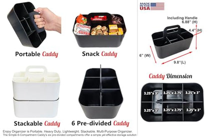 Small Stackable and Portable Simple 6-Compartment Caddy - Made In USA (Ivory) - color: Ivory
