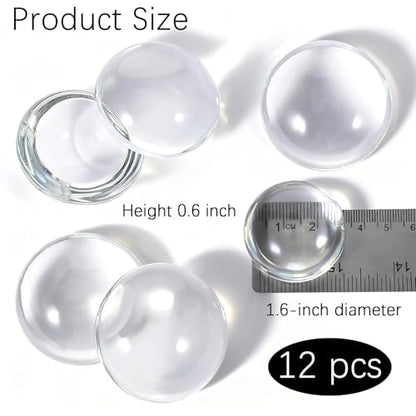 12 Pcs Crystal Dome Magnifying Paperweight, 6X Dome/Paperweight Magnifier Clear Distortion-Free Optics Convex Lens Set for Physics Classroom Home Decor, Paper Weights for Outdoor Events, 1.6inch