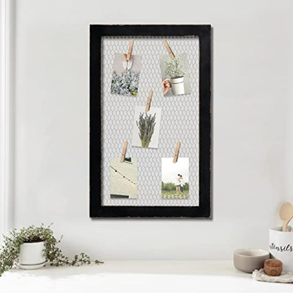 SOFE Farmhouse Memo Board Chicken Wire Frame, 18 × 29" Wall Grid - color: Black