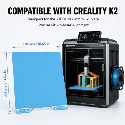 Cold Build Plate for Creality K2, 270x293mm Double-Sided Spring Steel Sheet, High Adhesion Nano-Coated Surface, Low Temperature Printing, Fine Matte Finish - size: K2 270 × 293 mm