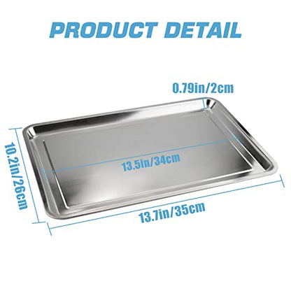 Stainless Steel Tray - Narkysus 3 Pack Stainless Steel Dental Lab Tray 13.5'' X 10'' Flat Metal Tool for Lab Dental Instrument Bathroom Organizer Tattoo Station Tattoo Supplies - size: 3pcs